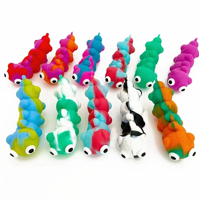 10PC Pop Ball Finger Slug Snail Caterpillar Relieve Stress Anti-Anxiety Squeeze Sensory Toys Party Favor Gifts Kids Girls Adults