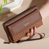1pc Classic Men's Faux Leather Wallet, Double Layer with Snap Closure, Zippered Card Holder & Photo Compartment, Color blocking 4
