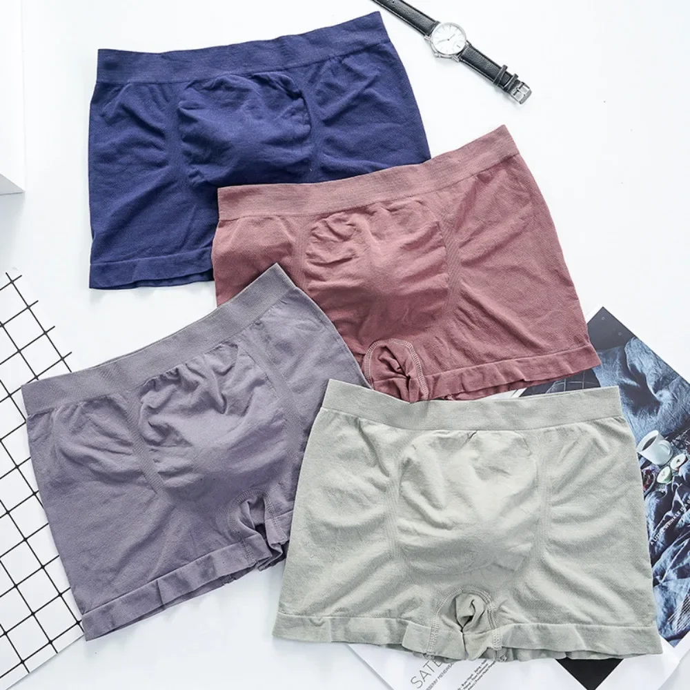 Men's Underwear Boxers Men Elasticity Breathable Trunk Boxer Comfortable Seamless Man Solid Underpants Shorts Panties