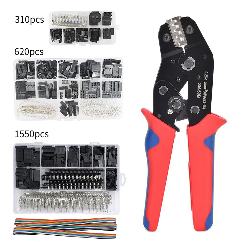 SN-58B Dupont Crimping Tool Kit crimping tool crimping tools crimping tool set crimping pliers 310PCS/620PCS/1550PCS Jst Xh Crimper Pliers Terminal Ferrule Crimper Wire Hand Tool Set