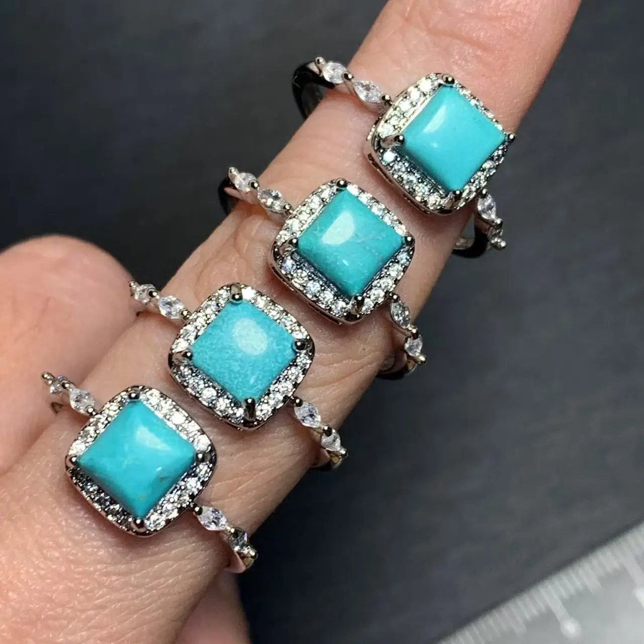 Natural Turquoise Ring Adjustable Female ring Jewelry for Women Gift Wholesale High Quality Vintage Fine