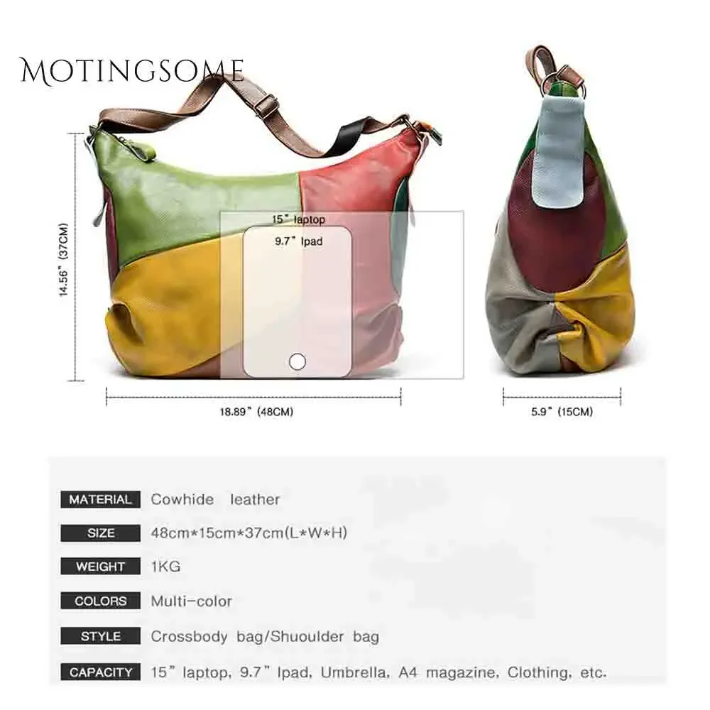 Genuine Leather Women Hobos Bag Handwork Vintage style