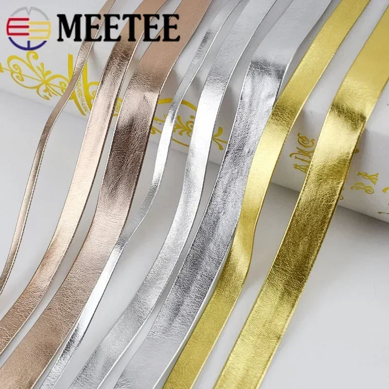 5M 5-30mm Width Synthetic PU Leather Ribbon Gold Silver Bag Cords DIY Clothing Jewelry Decor Bows Band Necklace Material