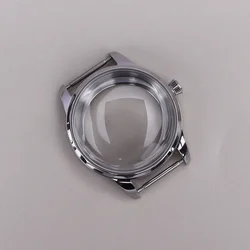 Elegant Stainless Steel Watch Case with Arched Glass and Transparent Back - Available in Silver, Gold, and Rose Gold Finishes - NH35 NH36 NH38 (Silver 33MM Case)