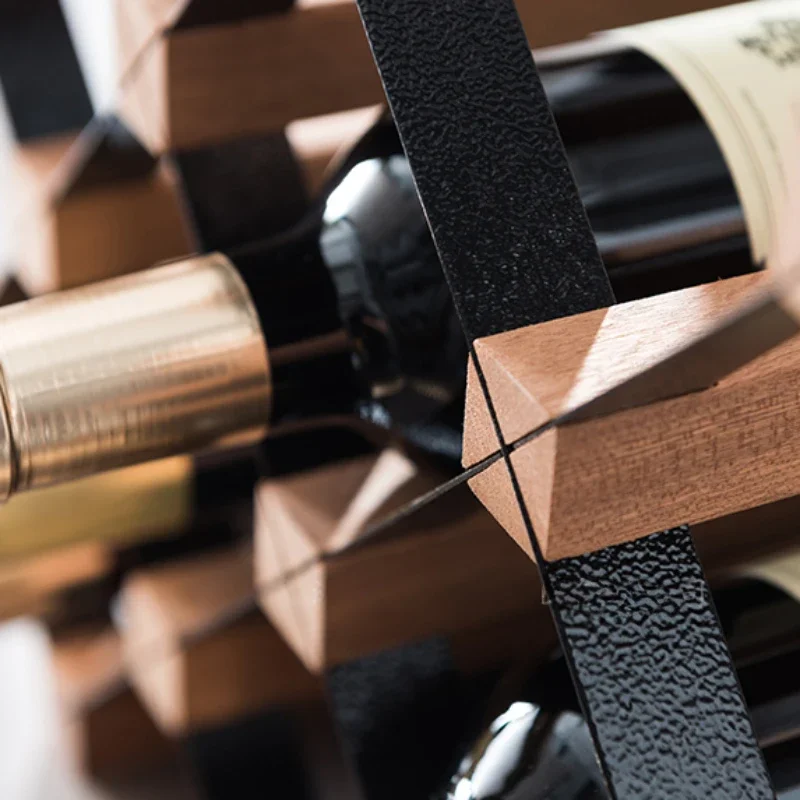 Fashion Styles Red Wine Rack Ornaments Solid Wood Wine Cabinet Bottle Storage Rack Grid Bracket for Home Decor #IV0025