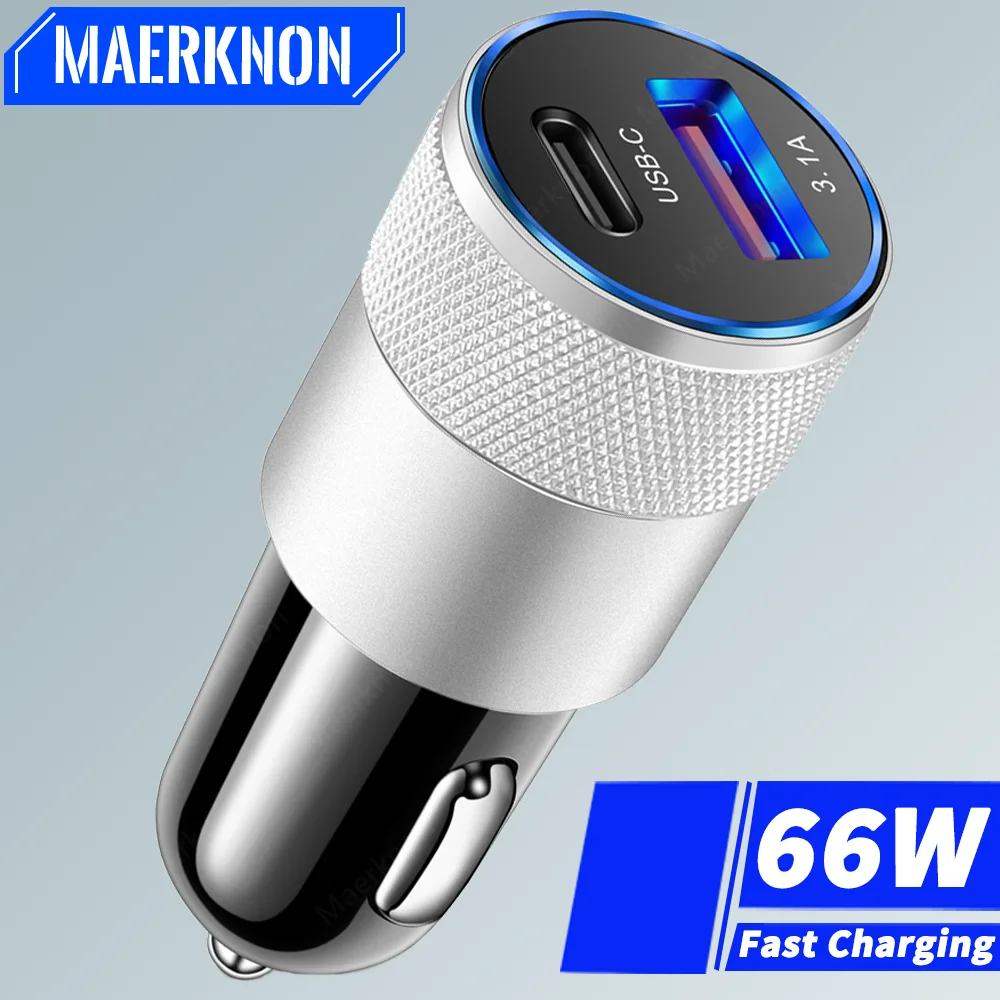 66W USB Car Charger Fast Charging QC PD 3.0 For iPhone 15 14 Xiaomi Samsung S23 S22 Ultra Type C car charger car phone charger phone charger adapter