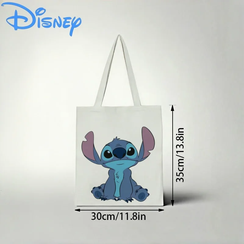 1 Stück Disney Lilo & Stitch Canvas-Tragetasche, niedliche, umweltfreundliche Umhängetasche mit sitzendem Aufdruck