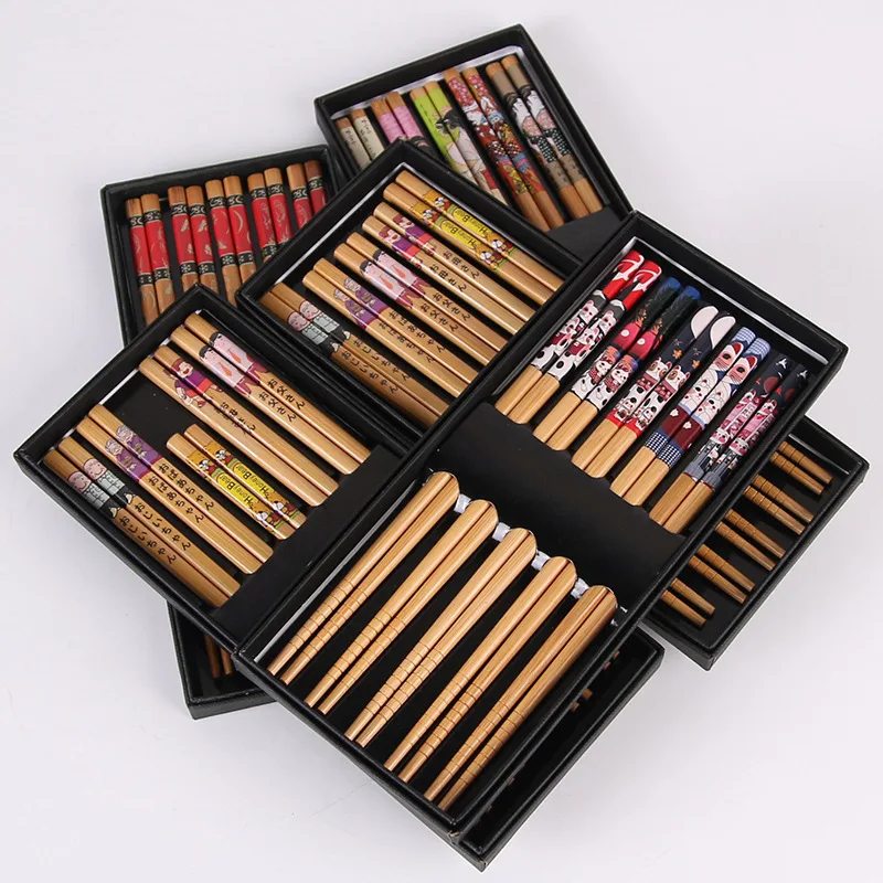 5Pair Reusable Japanese Chopsticks for Sushi Non-Slip Food Sticks Chop Sticks Chinese Chopsticks Tableware Gift Kitchen Tools