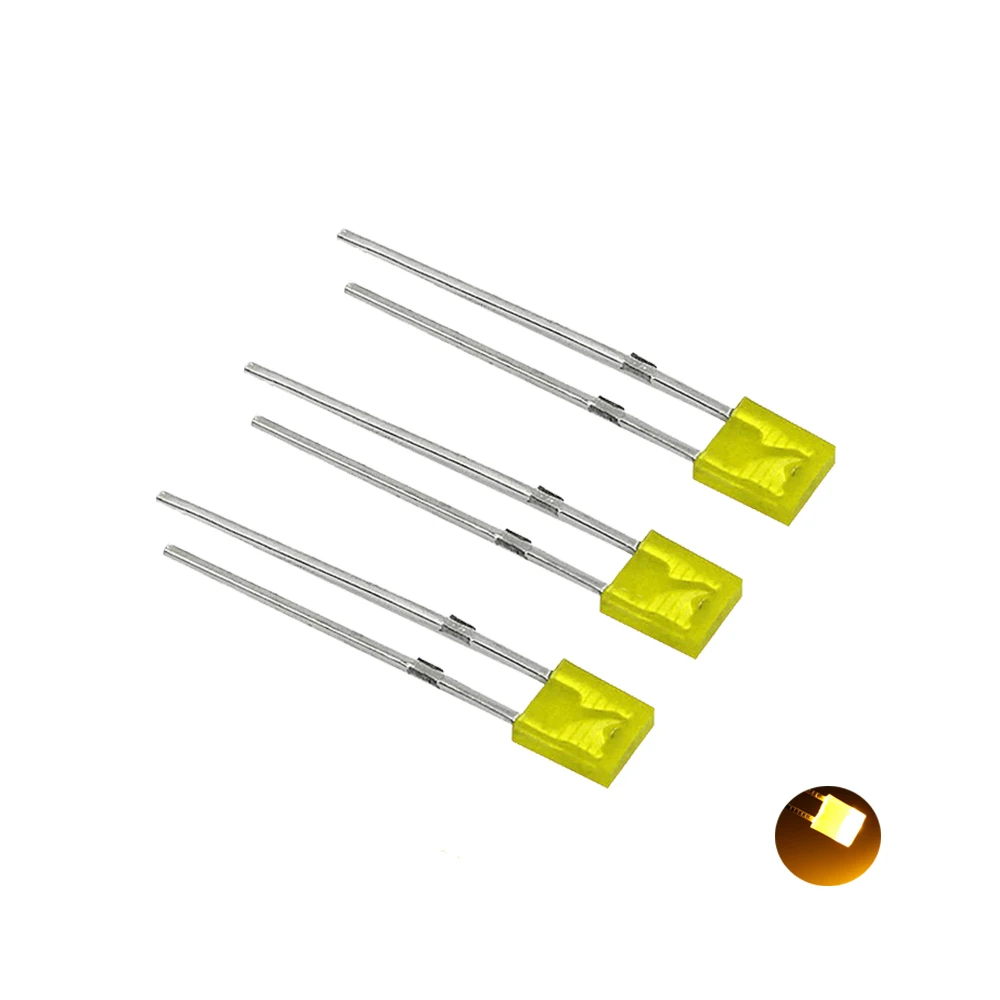 100 Stks/partij 2X5X7 Vierkante 5-Kleur Korte Been Light-Emitting Diode Led In-Lijn Lamp Kralen Diy Kit Diffuus