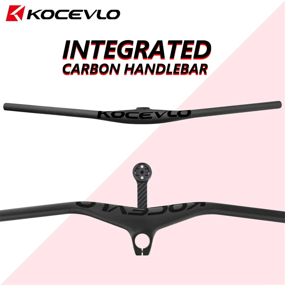 KOCEVLO Black Matte Carbon MTB Handlebars and Stem 28.6mm Integrated Handlebar For Mountain Bike 70 80 90 100mm Angle 17 Degree