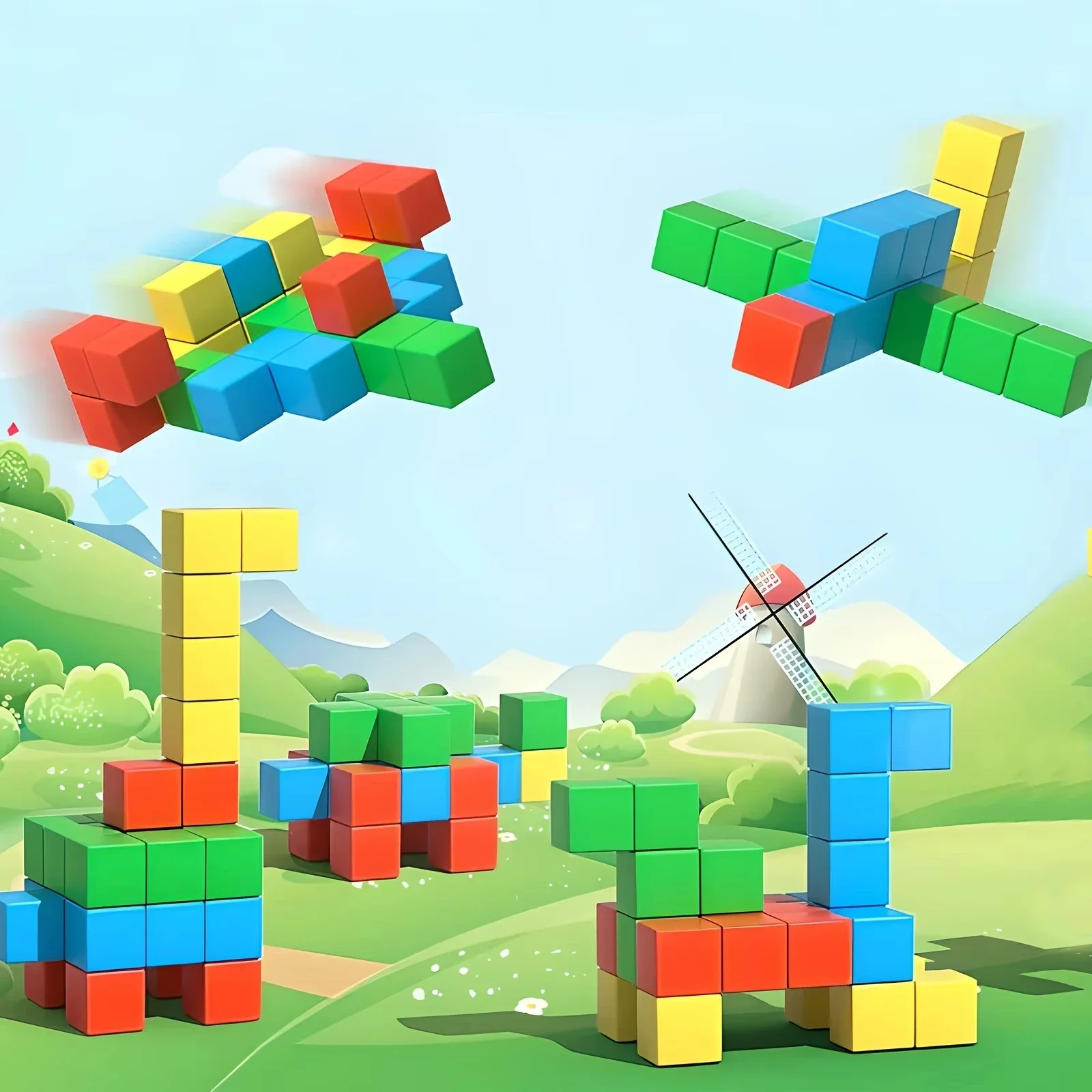 DIY Magnetic Cube Children's Toys Magnetic Modeling Building Toys for Toddlers Preschool Learning Sensory STEM Montessori
