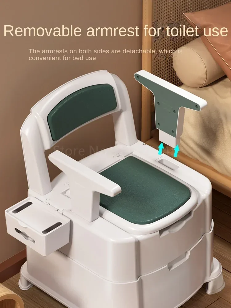 Portable Toilet Chair, Elderly and Pregnant Women, Indoor Deodorant Commode, Mobile Toilet, Comfort Design, Senior Bathroom Aid 3