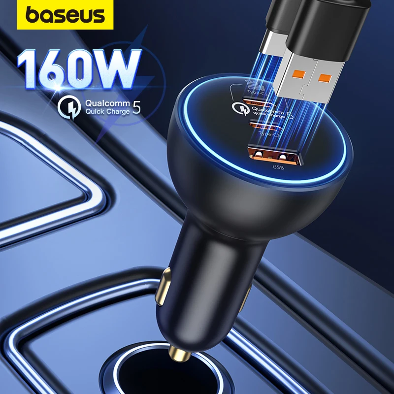 Baseus-車の充電器qc,160W,クイックチャージ,pps d3.0,usbタイプc,iPhone 14 13 12,タブレット用,5.0 -  AliExpress