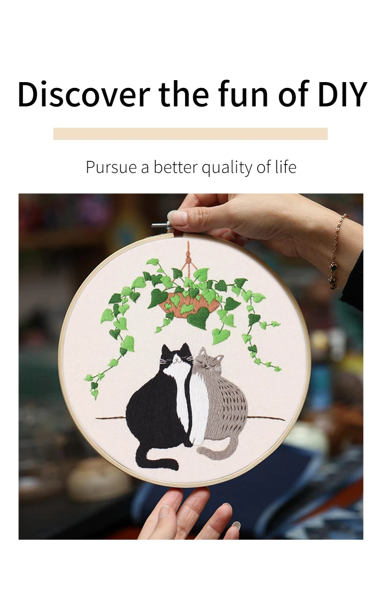 Description Picture 5 of item2024 New Embroidery DIY Kit Material Package Kit Cat Pattern Cross Stitch Table Painting Handmade Embroidery Easy For Beginners