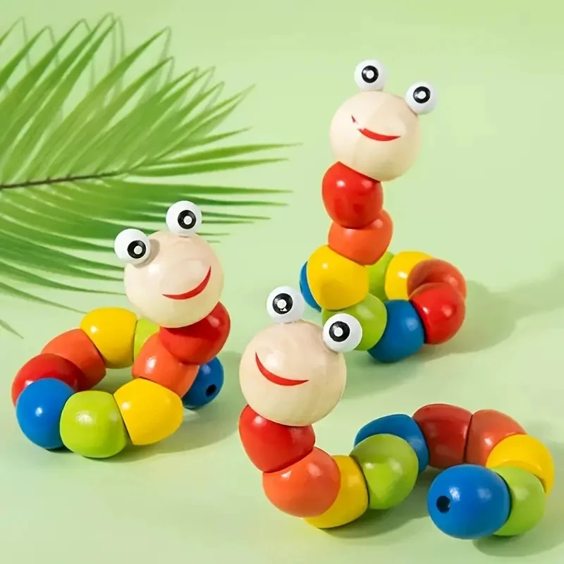 1pc Wooden Toys Baby's Adorable Hungry Caterpillar Puppet Toy with Bright Color and Variety Modeling Good for Early Education