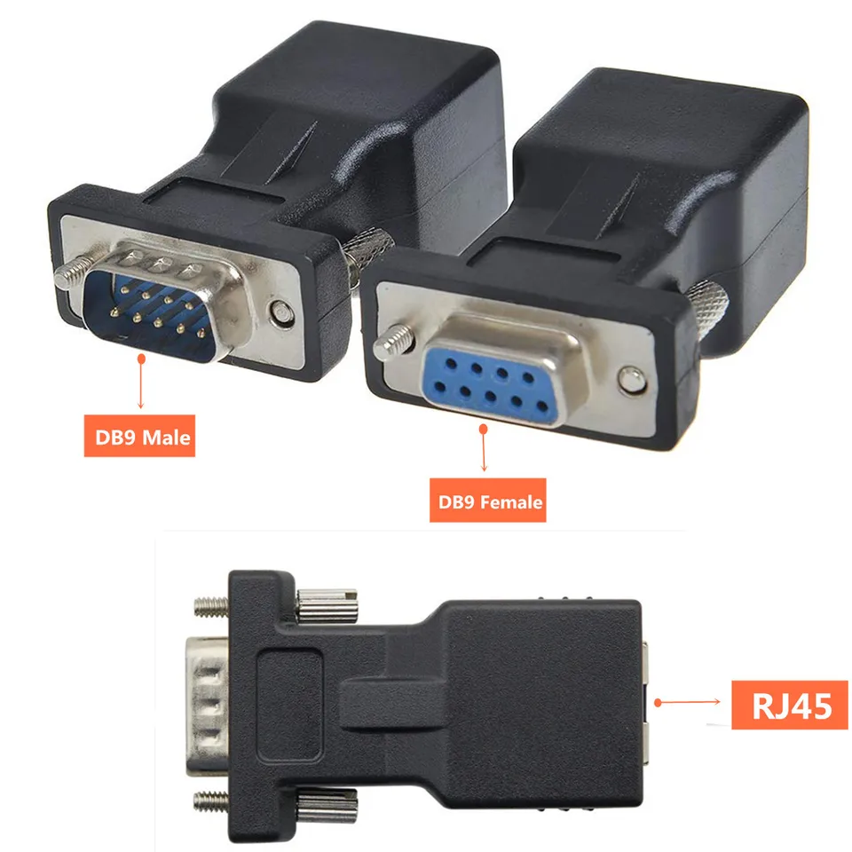 LINDY RJ-45 Female To 9 Way D-Sub Male Adapter (70246) - Configurable Wiring, 10 Year Warranty