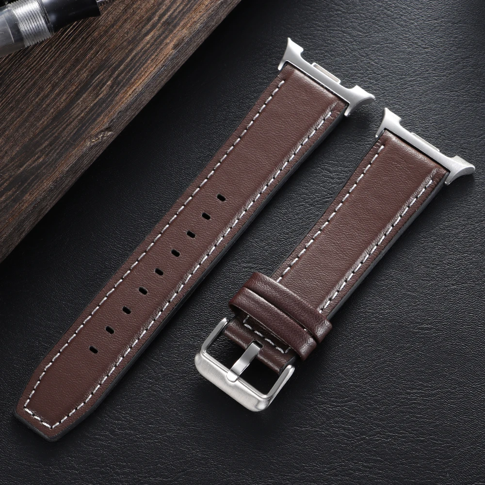 Premium Leather Watch Strap - Black Brown Wrist Band with Quick Release