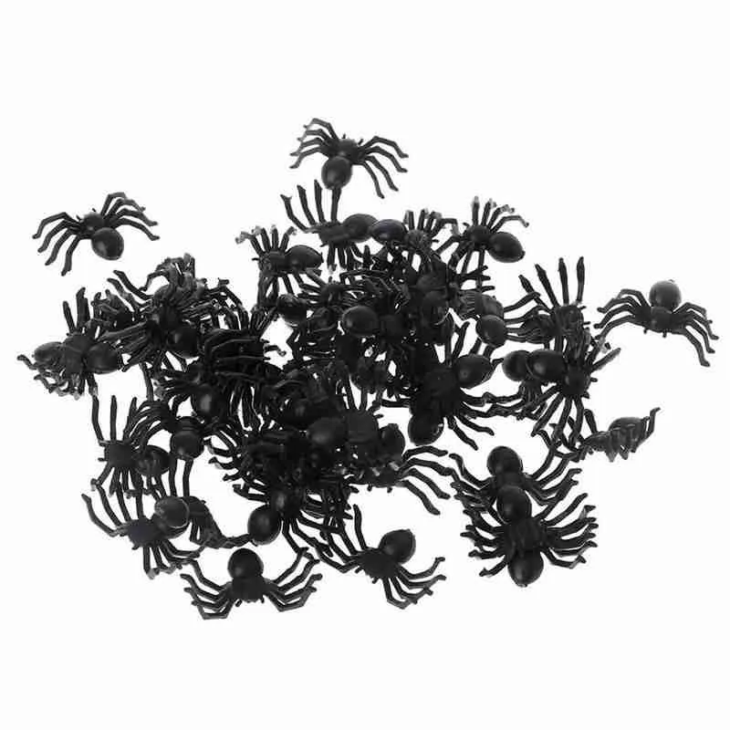 

50pcs Horror Black Spider Haunted House Spider Web Bar Party Decoration Supplies Simulation Tricky Toys Halloween Decoration