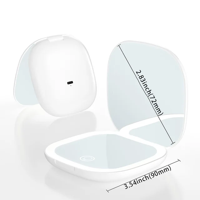 Mini miroir de maquillage Led à main de poche pliable Compact avec lumière Led grossissement 5x/10x Rechargeable et petit 4