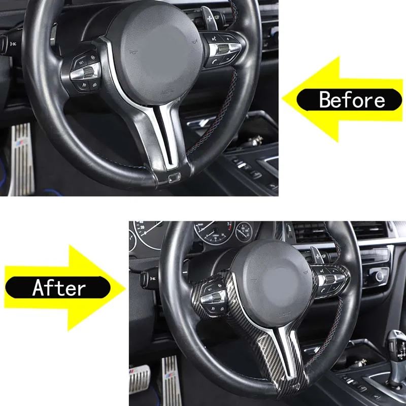 카본 파이버 스타일 자동차 인테리어 스티어링 휠 트림 커버 스티커 BMW F80 F82 F10 F85 F86 F87 M 스포츠 M2 M3 M4 M5 X5M X6M용
