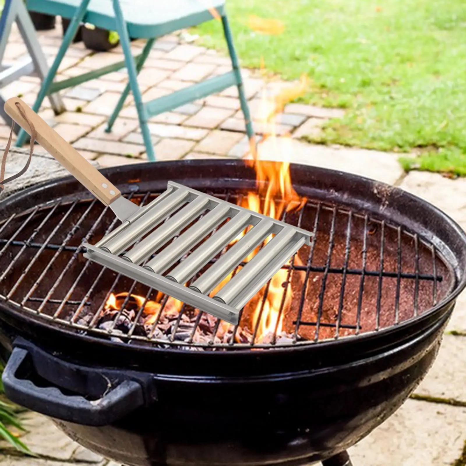 Hot Dog Roller Rack Stainless Steel Sausage Roller Rack for Barbecue Bonfires Outdoor Activities Family Gatherings