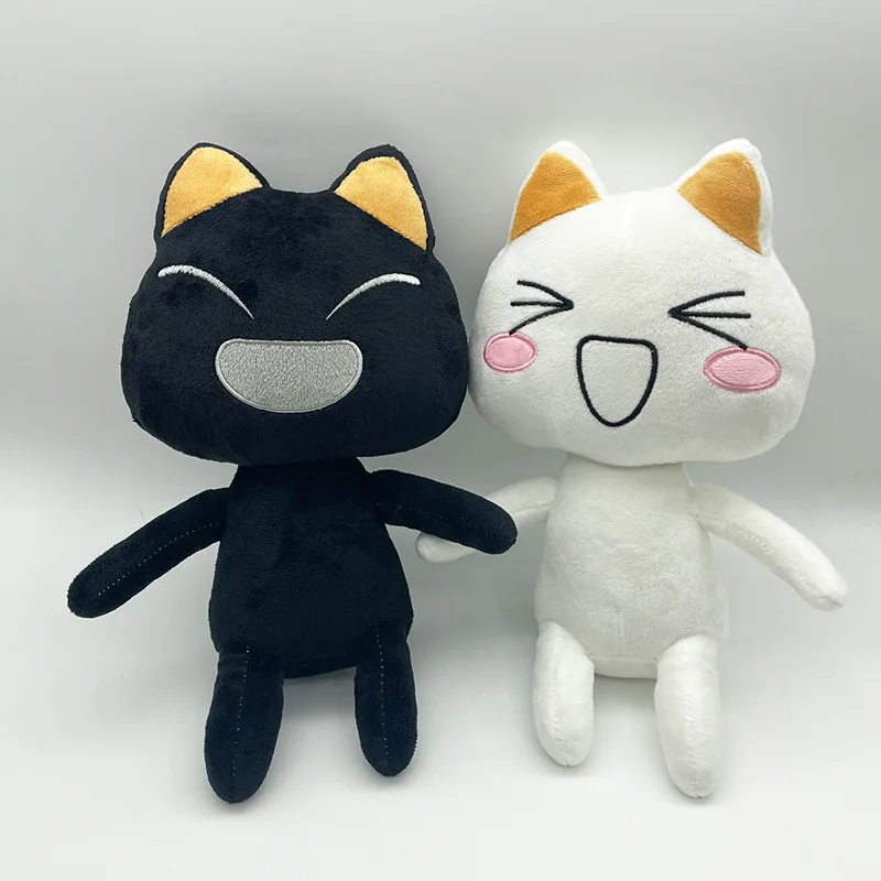 New Toro Inoue Cat Plush Anime Game Doll Stuffed Kittens Plushie Cartoon Couple Black and White Cats Decor Gift Toys for Kids