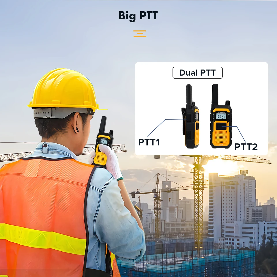 Retevis RB648 Heavy Duty Walkie Talkie IP67 Waterproof USB Type C Charger Dual PTT VOX PMR446/FRS Two Way Radio for Construction 4