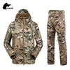 Outdoor Camoflage SoftShell Men's Suits 5XL Oversized Waterproof Fleece Clothes Set Men Clothing Camping Hunting Suit A2F051 4