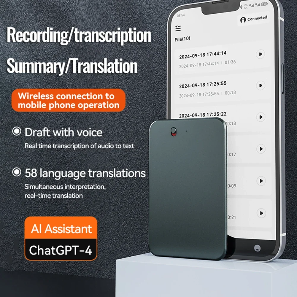 AI Voice Recorder with APP Note Voice Recorder Voice To Text Conversion Device for Lectures Phone Calls Meetings Interviews Etc