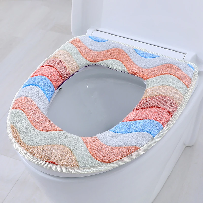 

Coral Velvet Luxury Toilet Seat Cover Set Soft Warm Toilet Case Waterproof Bathroom Toilet Top Cover