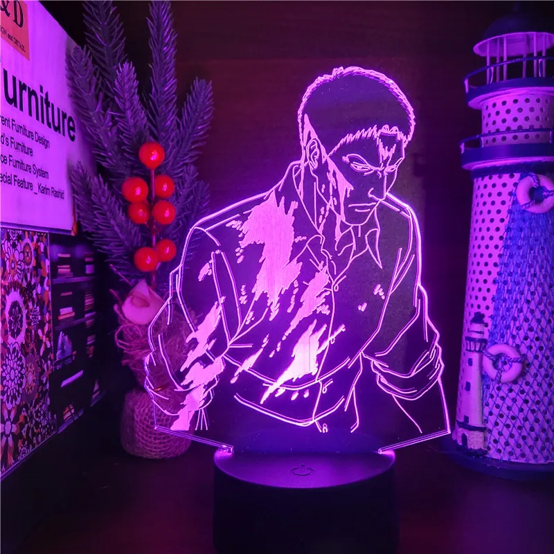 unicorn night light Attack On Titan 3D Anime Lamp Mikasa Levi Eren Armin LED Nightlights Colors Changing Shingeki no Kyojin Lampara night table lamps