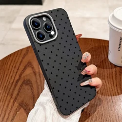 Elegant Black Polka Dot Shockproof Silicone Phone Case - iPhone 15 Plus (Black)