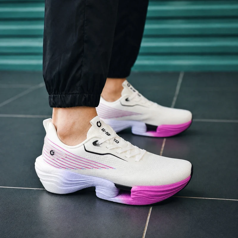 Running Shoes Carbon Board Speciality Marathon Men Sports Breathable Lightweight Women's Comfortable Athletic Nonskid Sneakers, view 4