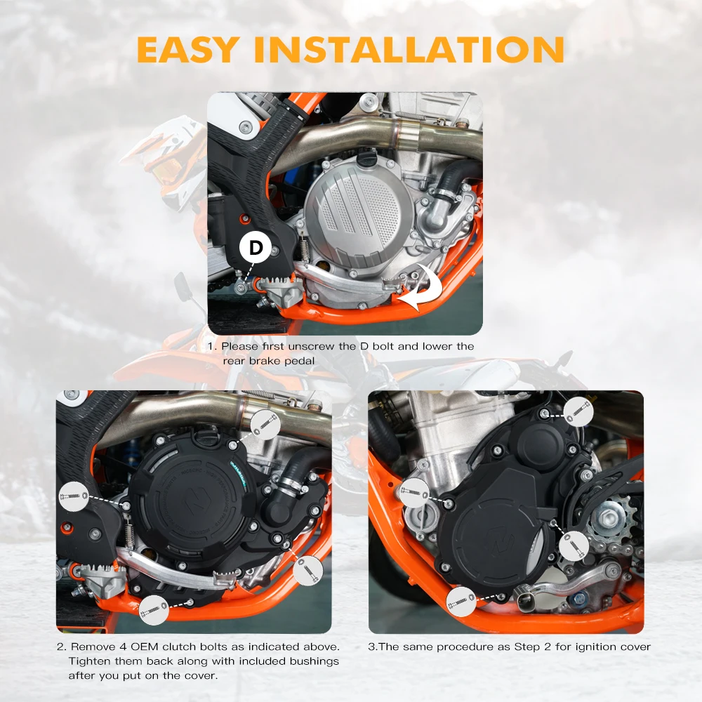 Für KTM EXC-F 250 350 2017-2023 XCF-W 350 FREERIDE 4T Freeride 250 F 20-2022 Verstärktes Kurbelgehäuse und Zünd-/Kupplungsdeckel-Set – Detail 5