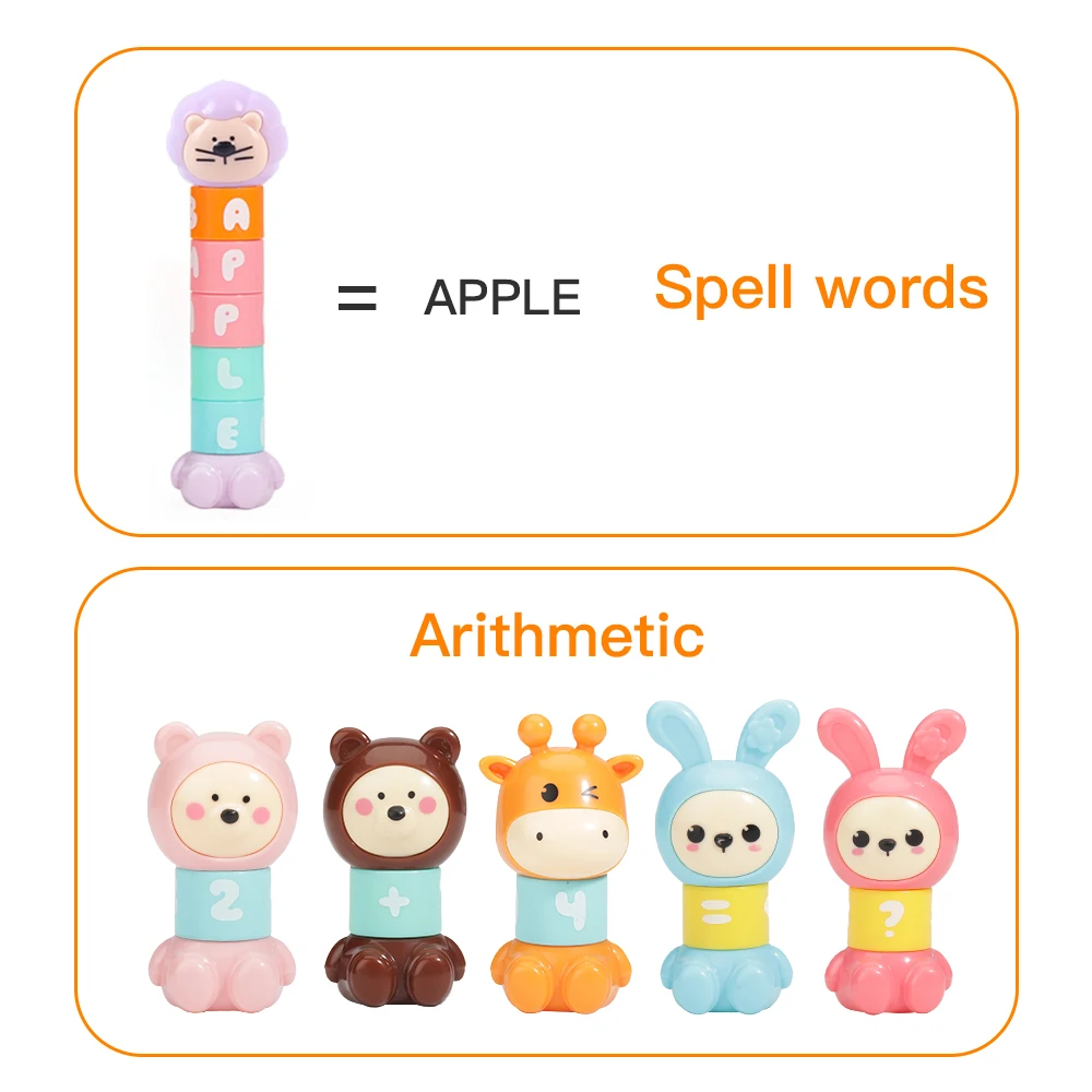 Children's Educational Toys Cartoon Matching&Mathletic Toys for Kids Learning Letter Spelling Color Recognition&Math Calculation