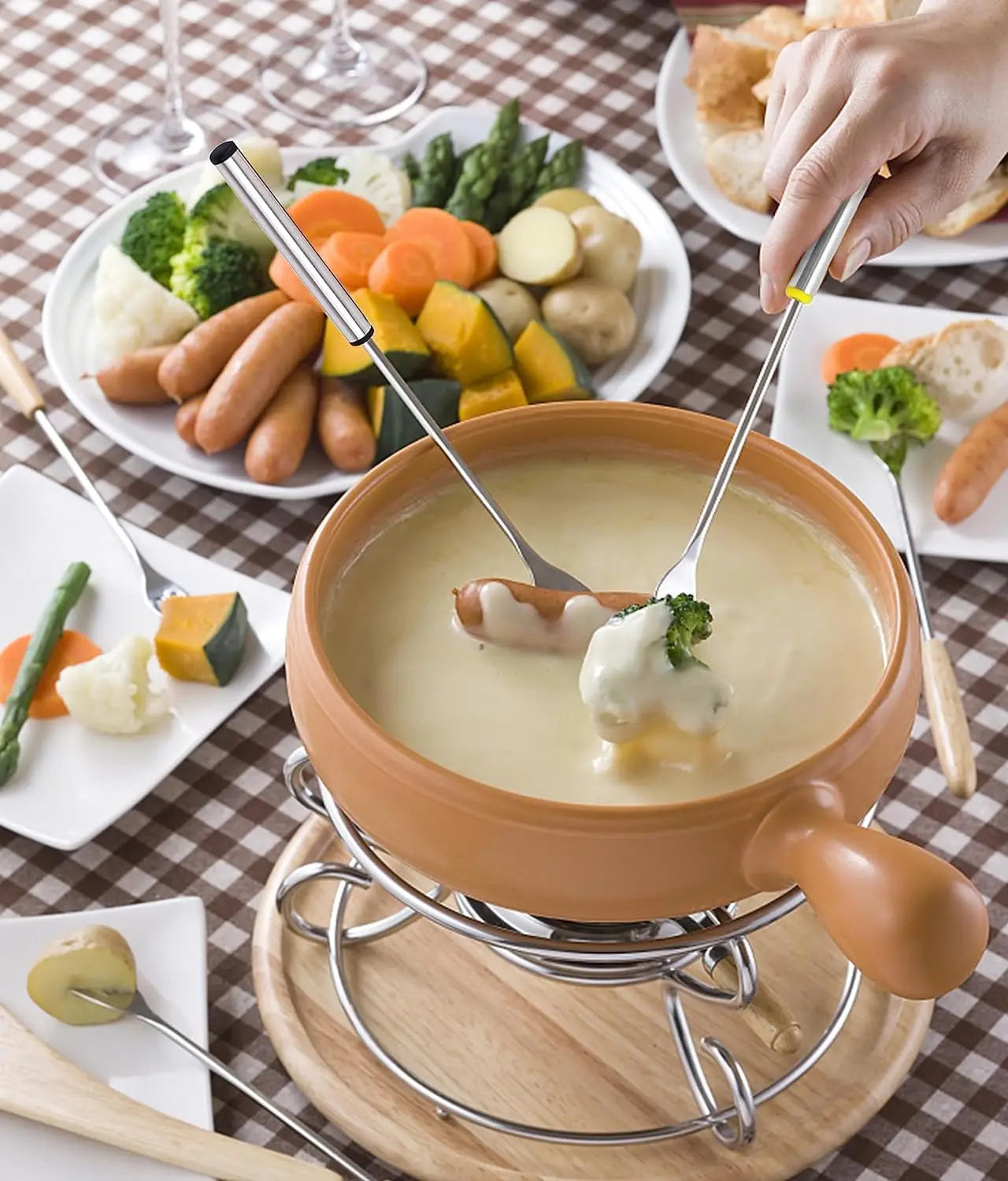 6 Forchette Per Fonduta In Acciaio Inox Con Manico In Legno - Per Cioccolato E Formaggio - Foto 4