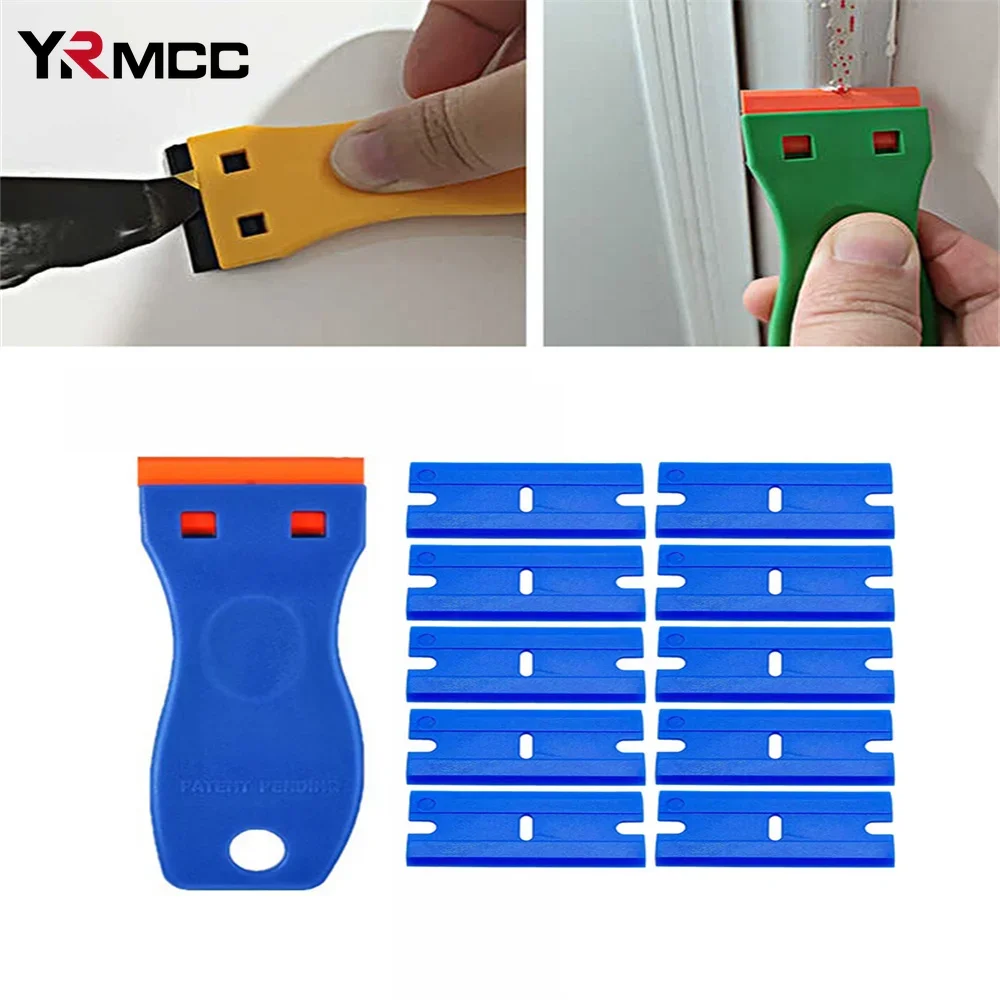 Plastic Razor Blade Scrapers Glue Remover Window Clean Scraper Auto Wrap Stickers for Car Installation Window Tint Tool 100Pcs