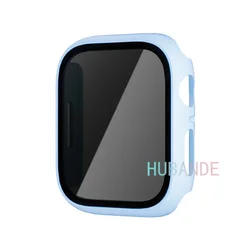 Premium Tempered Glass Screen Protector with Protective Cover for Apple Watch - Durable, High-Definition Shield for Ultimate Screen Protection (Ice blue)