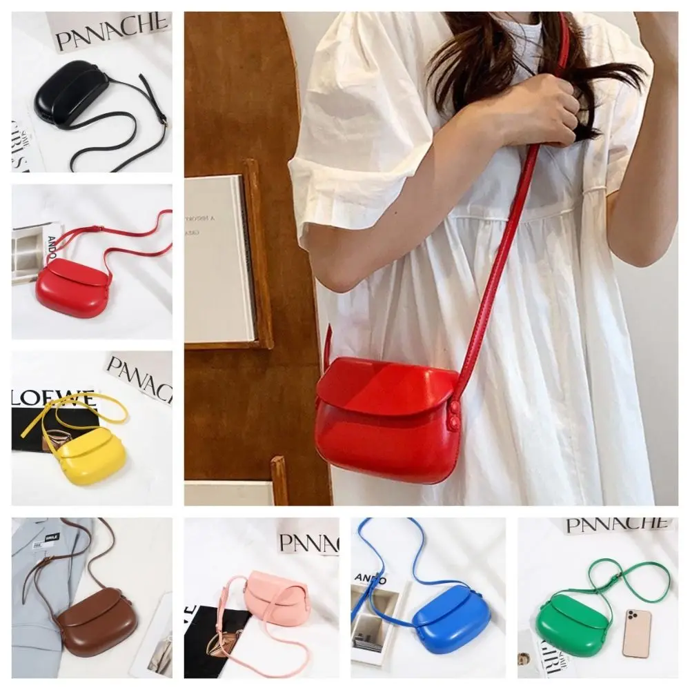 

Fashion Design Candy Color Shell Bag Solid Color Korean Style Flap Crossbody Bags PU Leather Shoulder Bag Versatile Saddle Bag