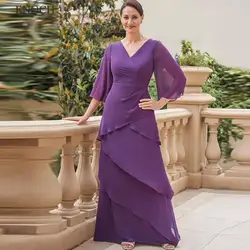 ENOCH Simple V-Neck Chiffon Mother Of The Bride Dresses For Women 2023 Short Sleeves Tiered Party Dresses Beach Vestido De Mujer