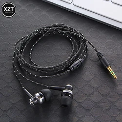 Stereo Wired In - Ear Earphones with Nylon Weave Cable and Built - In Mic (Black)