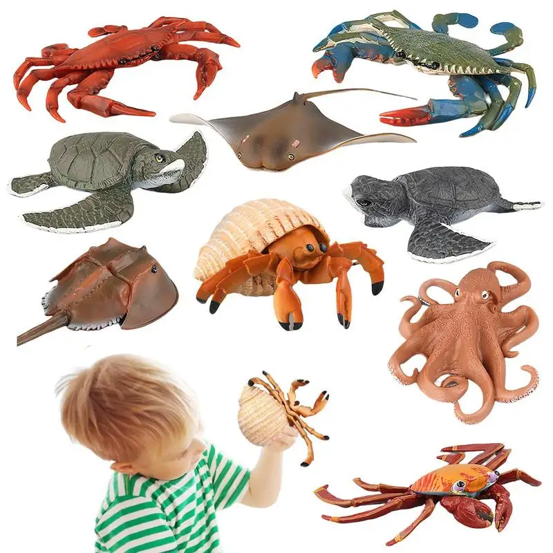 

Mini Sea Creatures Assorted Realistic Sea Animal Toys Featuring Crabs Sea Turtles Hermit Crabs Octopus Ray Chinese Horseshoe