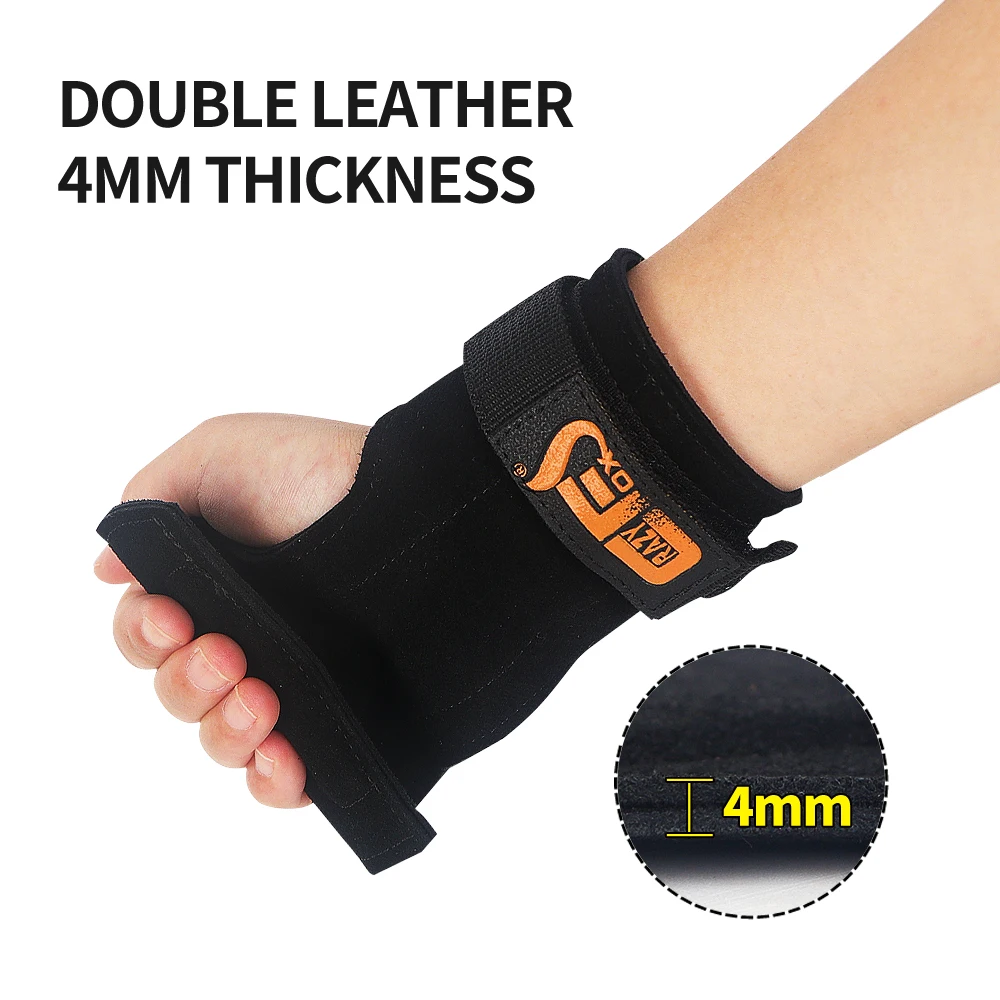 Hand Grips Cowhide Neoprene Padded Gymnastics Weightlifting Workout Gym Gloves Palm Protection for Kettlebell Pull Up Gymnastic