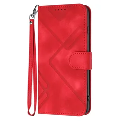 Elegant Geometric Pattern Wallet Flip Leather Phone Case with Magnetic Closure - Matte Finish for Xcover 7 (Red)