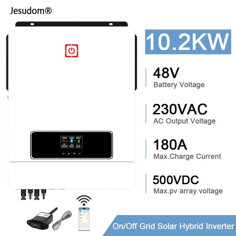 SOGTICPS 10.3 KW Hybrid Wechselrichter 48 V – 2x 6000 W PV, 180 A MPPT, AC 230 V, Off/On-Grid, WiFi & PACE BMS