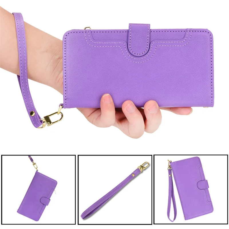 

For Sony Xperia 1Ⅲ Leather Wallet Magnetic Zipper Wallet with Lanyard Phone Retro Wallet for Sony Xperia 1iii 5iii 10iii