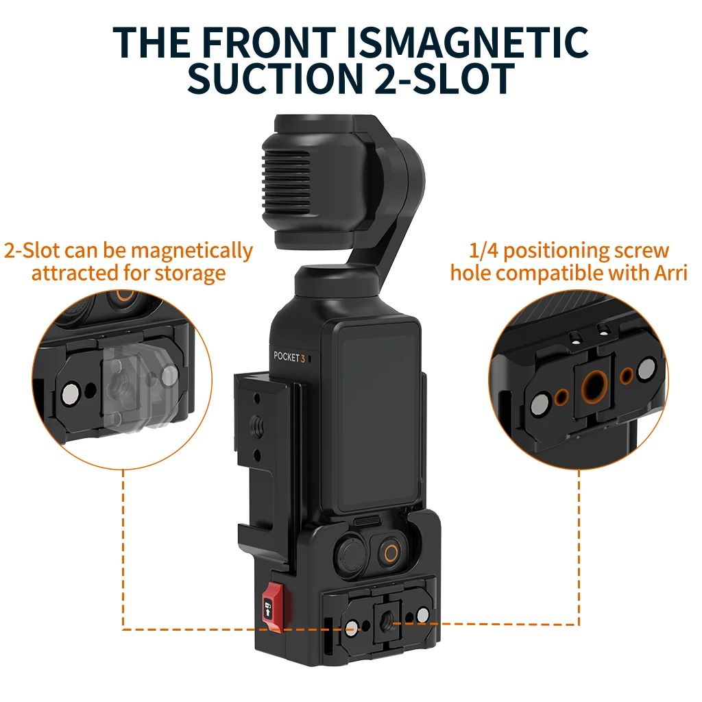 Für DJI OSMO POCKET 4P Schutzrahmen Aluminium-Verlängerungsadapter Schnellverschluss-Kaltschuhhalterung POCKET 4 3 Gehäuse – Detail 2