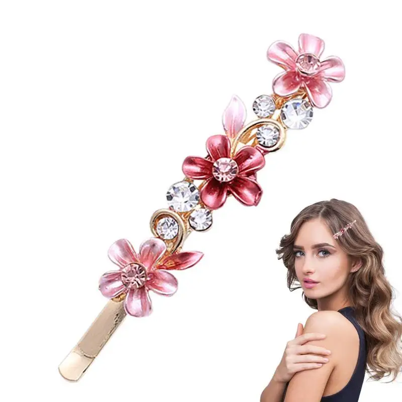

Metal Flower Hair Clip Small Alloy Rhinestone Hair Clip For Girls Hair Styling Accessories For Dating Wedding Dancing Travel