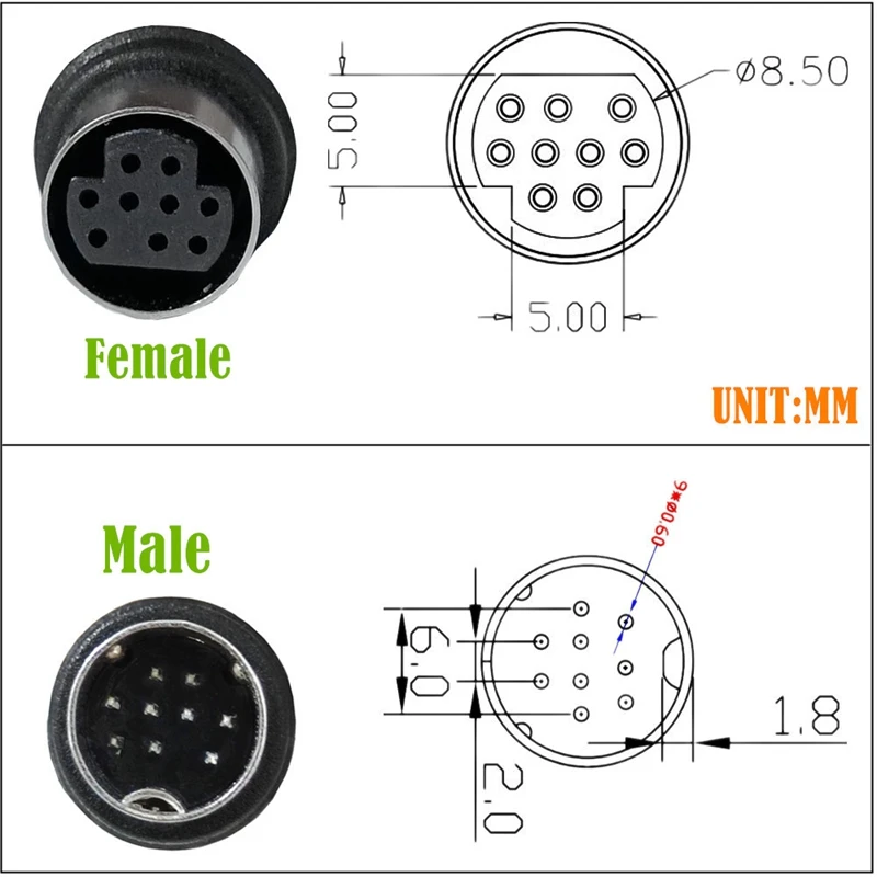 Cavo Audio/Video 9 Pin Mini DIN A 3 RCA | 1,8 Metri | Prolunga Per Collegamento Stereo - 4