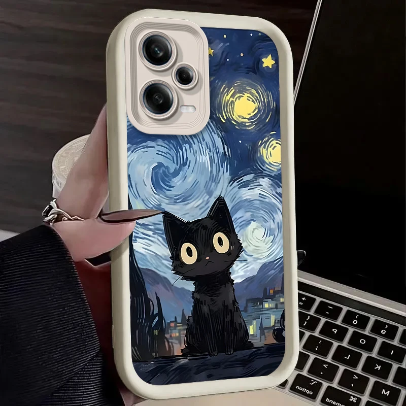 Starry Night Art Black Cat Phone Case